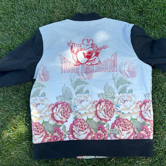 True Religion Floral Bomber Jacket Womens Large - Picture 4 of 12